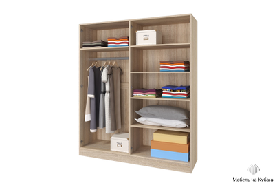 Леси шкаф 4-х створчатый с зеркалами Сонома/Белый