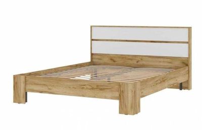 Спальня ХЕЛЕН - Кровать КР 02 Дуб Крафт золотой/Белый Шагрень