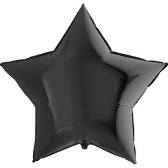 Звезда Чёрный 36"/90 см с надписью и гирляндой