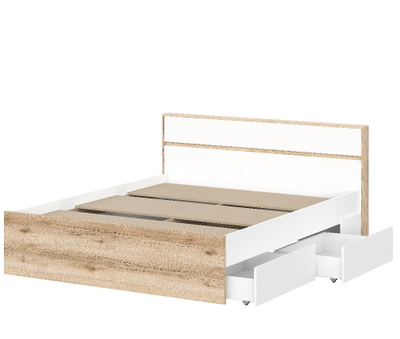 Брауни Кровать (1,6х2,0) Дуб Делано/Белый ( с основанием)