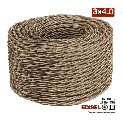 витой провод 3х4 бронзовый шелк