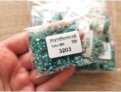 Микс бисера Toho 3203 (TX-01-3203) - МОРСКАЯ ПЕНА/ЗЕЛЁНЫЙ (10г)