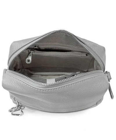 (АРТИКУЛ: 9528) СУМКА ЖЕНСКАЯ, МАЛЕНЬКАЯ, НАТУРАЛЬНАЯ КОЖА, СВЕТЛО-СЕРАЯ, С НАРУЖНЫМИ КАРМАНАМИ, С ПЛЕЧЕВЫМ РЕМНЕМ