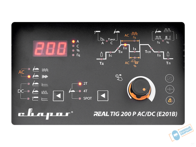 Инвертор для аргонодуговой сварки TIG 200Р REAL АС/DC  (E201В) Black (маска+педаль+перчатки)