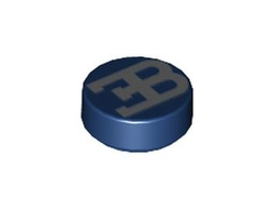 ! Б/У - Tile, Round 1 x 1 with Silver Bugatti Logo Pattern, Dark Blue (98138pb087 6219604 6315333) - Б/У