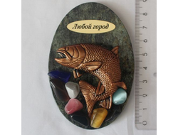 Магнит ФОРЕЛЬ, змеевик с самоцветами АМ-90.ОПТ