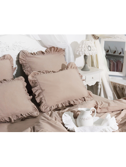 Постельный комплект с оборками "бежевый" (хлопок 100%)