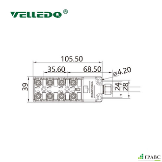 Распределительная коробка VELLEDQ M8-A3-8K3P-3.0TL/GY