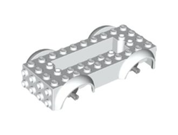 Vehicle, Base 5 x 10 x 2 1/2 with Mudguards and 6 x 2 Recessed Center with 3 Holes with Light Bluish Gray Wheels Holders Attached, White (11650c02 / 6289242)