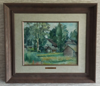 Захаров Иван Иванович (1886-1969) Лесной пейзаж 1920 г. Картон, масло. 30,1Х37,2 (1199)