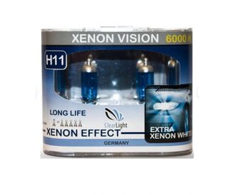 Автомобильные лампы галогенные комплект 2 шт / H11 / 12V / 55W / XenonVision / Эффект ксенона 6000К- белый свет