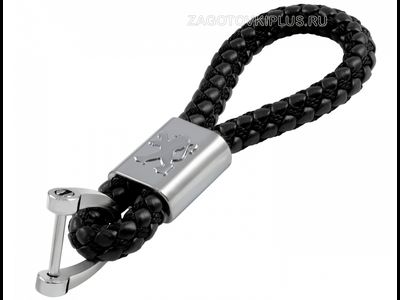 Брелок кожаный плетёный ремешок с логотипом PEUGEOT