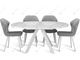 Стол RONDO 120 со стеклом белый optiwhite / белый + 4 стула Моника серый 38 / белый