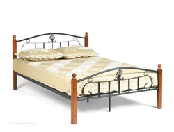 Кровать РУМБА AT-203/RUMBA Wood slat base, 120*200 см (дерево гевея/металл, красный дуб/чёрный)