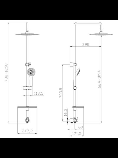 Душевой гарнитур Тропический душ + лейка 5 поз Lemark Лемарк LM8802C