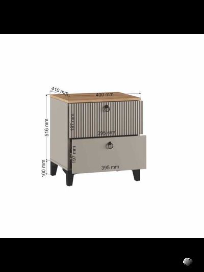 Ника Тумба прикроватная, ПВШ 400*516*410 (мдф бежевый мат-05 / лдсп кашемир + дуб делано)