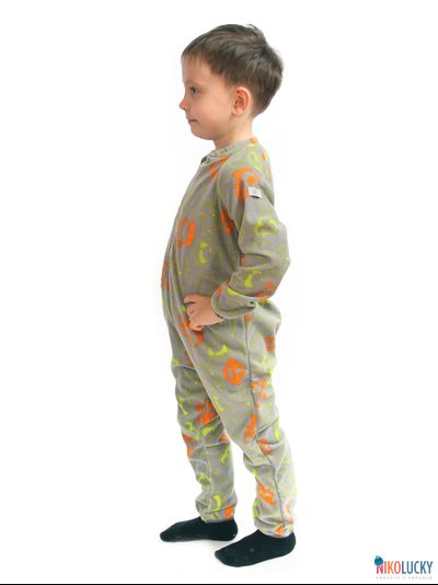 Комбинезон 180726, цвет серый принтованный флис(антипиллинг) размер 24/рост 80