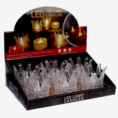 Свеча светодиодная «Корона» с жёлтым свечением, 6 см х 7 см х 8 см