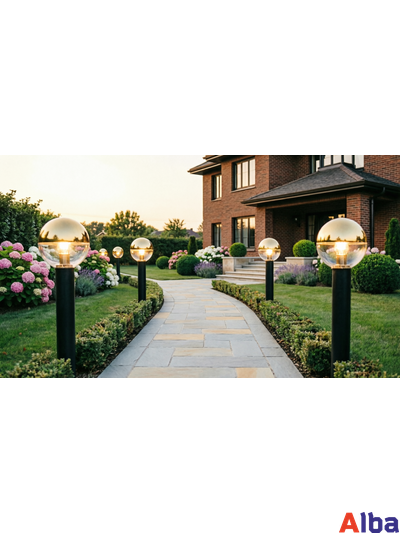 Шар 400мм с золотым напылением Светильник уличный 40см