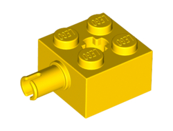Brick, Modified 2 x 2 with Pin and Axle Hole, Yellow (6232 / 623224 / 6347698)