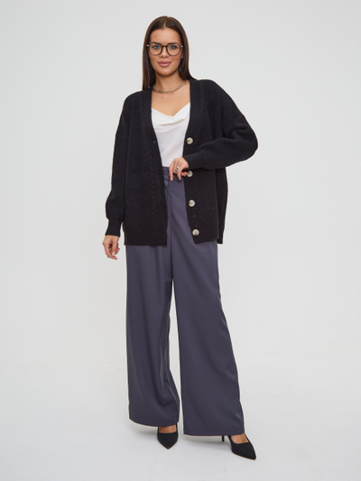 Вязаный удлиненный кардиган оверсайз на пуговицах