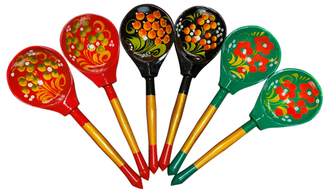 Ложки музыкальные деревянные Разноцветье 190*60 (комплект 2 шт.)