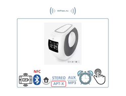 Дизайн-модель COZY MC1 Bluetooth колонка СТЕРЕО APT-X, NFC. зарядная беспроводная станция (QI) , будильник, время с сенсорным управлением для использования в помещении
