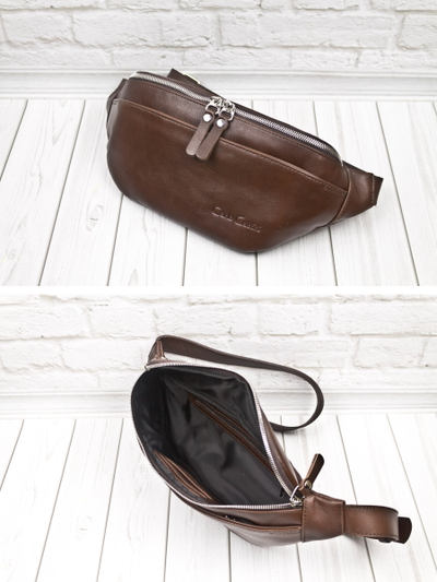 Кожаная поясная сумка Atessa Premium brown (арт. 
7009-53)