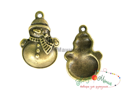 ПОДВЕСКА В ТИБЕТСКОМ СТИЛЕ "СНЕГОВИК" - 26*18мм - АНТИЧНАЯ БРОНЗА