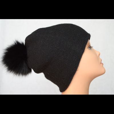 Вязаная женская черная шапка с помпоном и украшениями Vizio Италия 6430