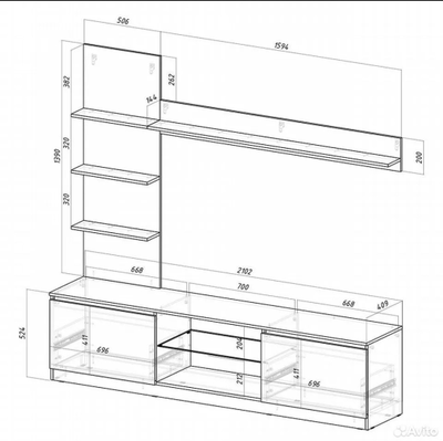 Гостиная "Убер ГС-05" ясень белый  (BTS)