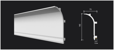 Потолочный плинтус для подсветки DECOR-DIZAYN DD520, из дюрополимера, под покраску, ударопрочный, 2 метра