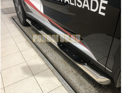 Пороги труба с проступью d76 для Hyundai Polisade (2021-...)