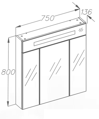 ЗЕРКАЛЬНЫЙ ШКАФЧИК ФРЕШ 80 (75см) С ПОДСВЕТКОЙ