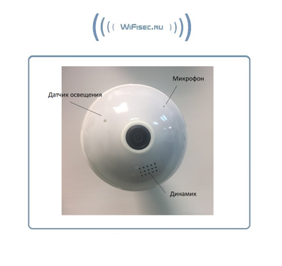 Wi-Fi видеоняня/Панорамная WiFi видеокамера в корпусе лампы накаливания с DVR (iCSee), Full HD