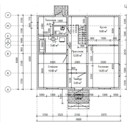 Двухэтажный каркасный дом с четырьмя спальнями 130м² (SK33)