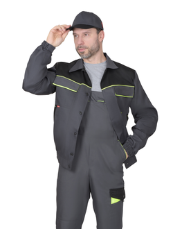 Костюм ХОВАРД-МАСТЕР летний: куртка, полукомбинезон, темно-серый с черной и лимонной отд.