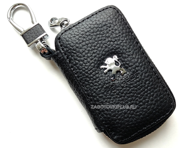 Ключница авто из натуральной кожи флотер с логотипом PEUGEOT