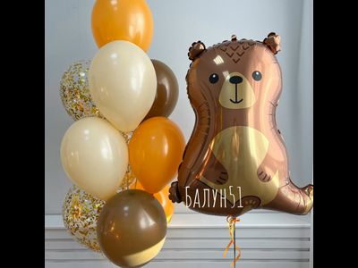 Фонтан из 10 шаров + мишка