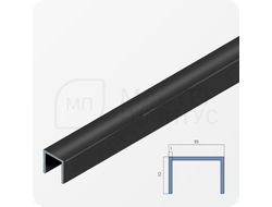 П-образный бордюр-вставка из алюминия 15х10 мм. NEEXY PV84-19 BBL Черный блестящий 2.7 м.