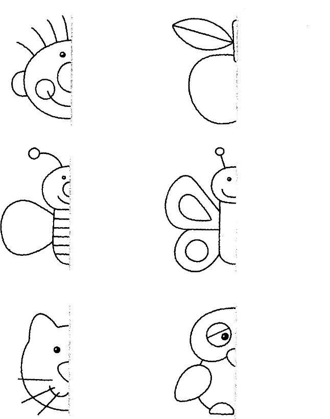 Дорисовать вторую половину рисунка 4 5 лет