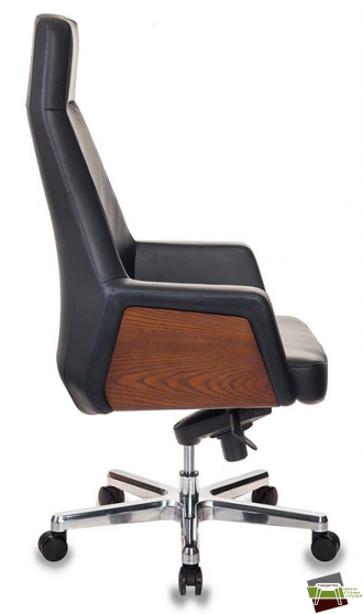 Кресло руководителя Бюрократ _Antonio черный кожа крестов. алюминий