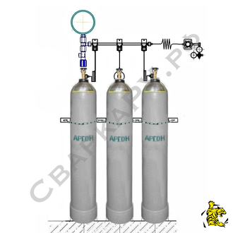 Рампа разрядная аргоновая Джет РР-01Ар 3С 1х3 настенная на 3 баллона