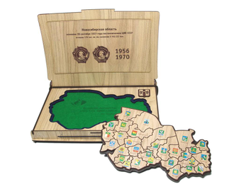Панно «Карта Новосибирской области» в подарочной шкатулке - арт.ev1089.1