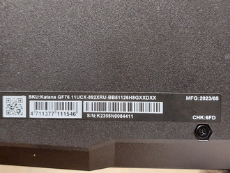 MSI GF76 KATANA 11UCX-892XRU ( 17.3 FHD IPS 144Hz i5-11260H RTX2050 16Gb 256Gb SSD )
