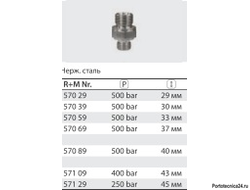 Переходник штуцер 3/4"; штуцер 1" (нерж); 250 бар