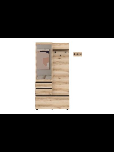 Берген вешалка с зеркалом прихожая Дуб делано/Венге