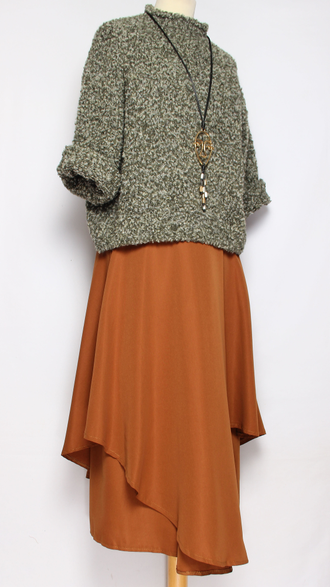 ЮБКА-БРЮКИ ВИСКОЗА "ЛЕПЕСТКИ" горчичная до р.52