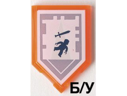 ! Б/У - Tile, Modified 2 x 3 Pentagonal with Nexo Power Shield Pattern - Tractor Beam, Trans-Neon Orange (22385pb001 / 6132736) - Б/У