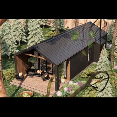 Одноэтажный каркасный дом с двумя спальнями (SK91)